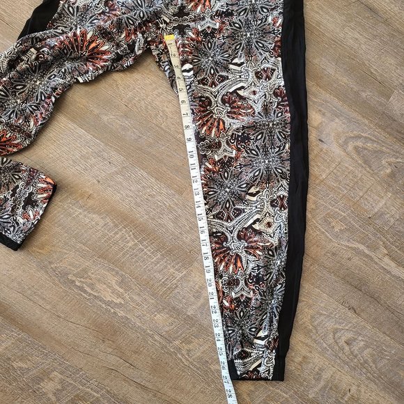 Topshop US Women's Size 10 Boho Jogger Pants Black Orange Floral Drawstring - Picture 9 of 11